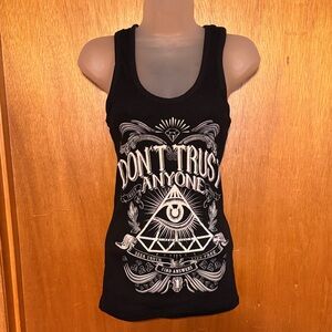 Black Graphic Racerback Tank Top sz L NWOT